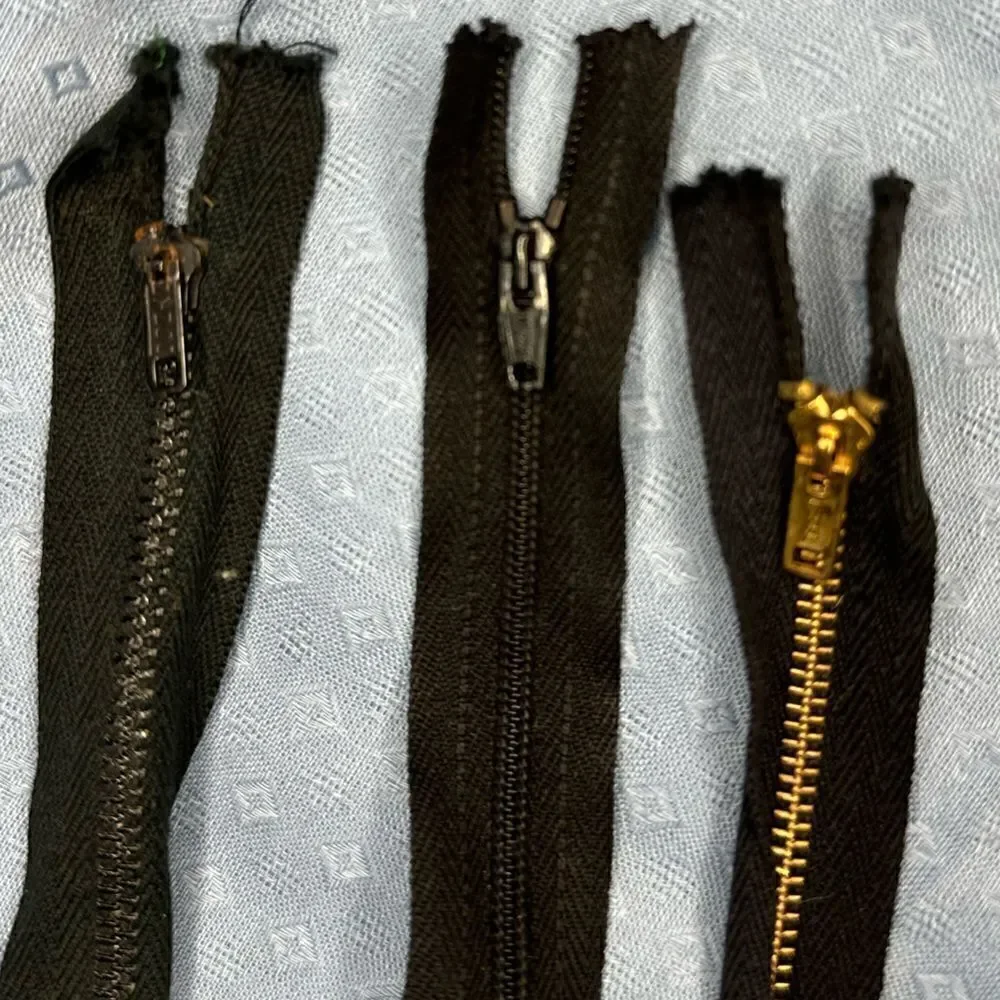 Vintage 60s Selection of 12 unused black zips mostly 7”